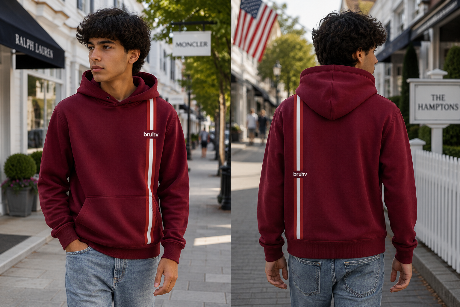 BRUHV Crimson Stripe Hoodie